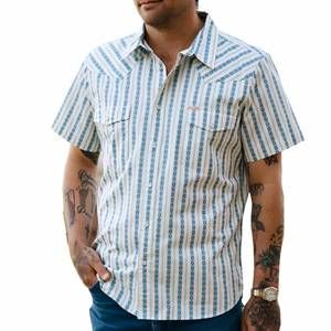 NEW SENDERO PROVISIONS CO. serape pearl snap short sleeve top in teal